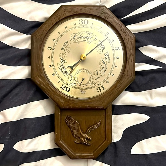 Vintage Taylor clock-style thermometer w/ eagle - Picture 1 of 4